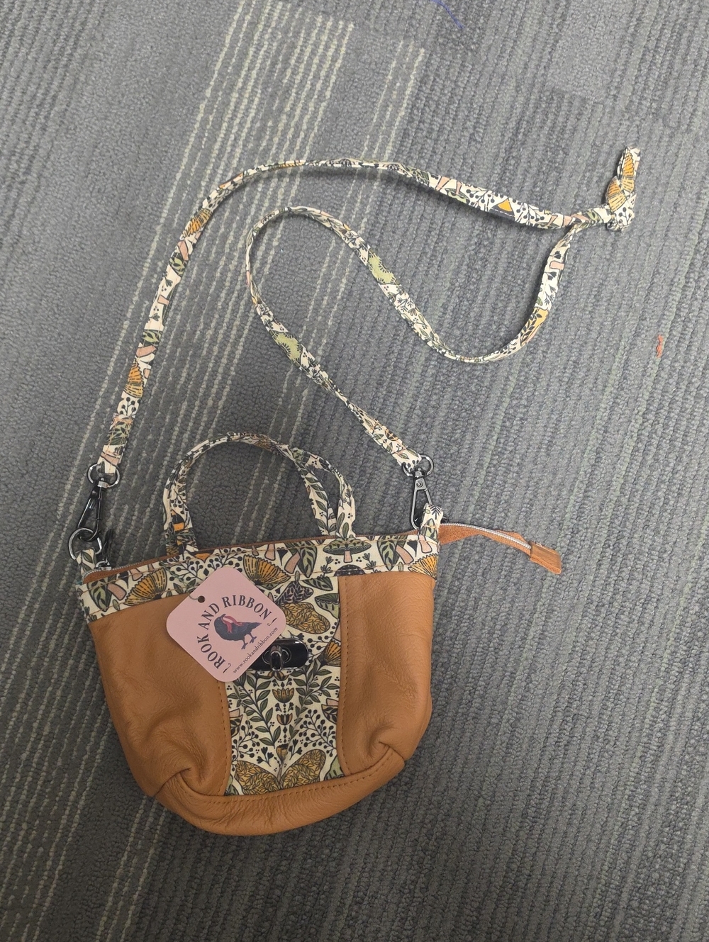 Rook And Ribbon Mini Purse Tall - NWT Crossbody Bag with Removable Printed Strap